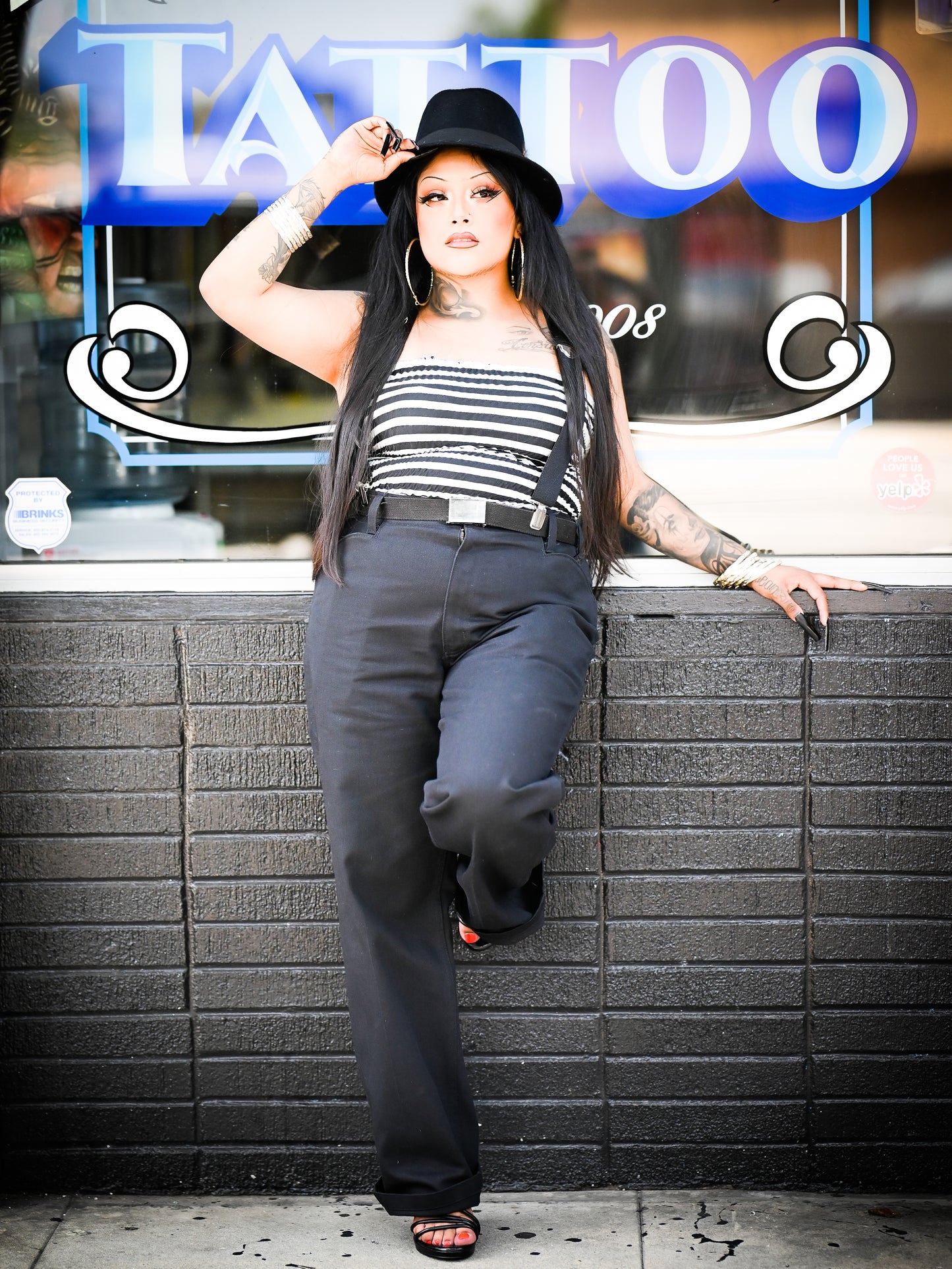 Tube Top - Black and White Striped