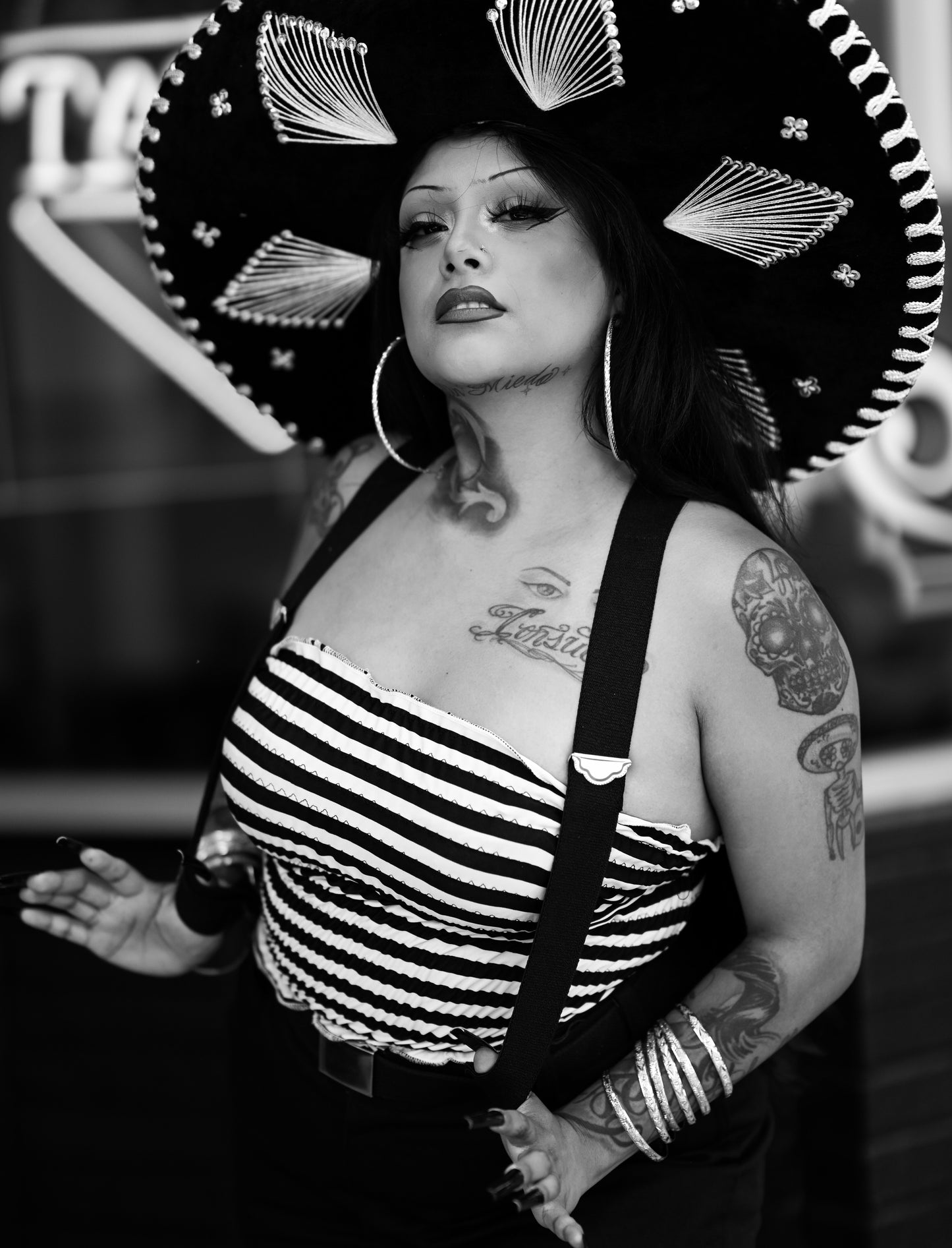 Tube Top - Black and White Striped
