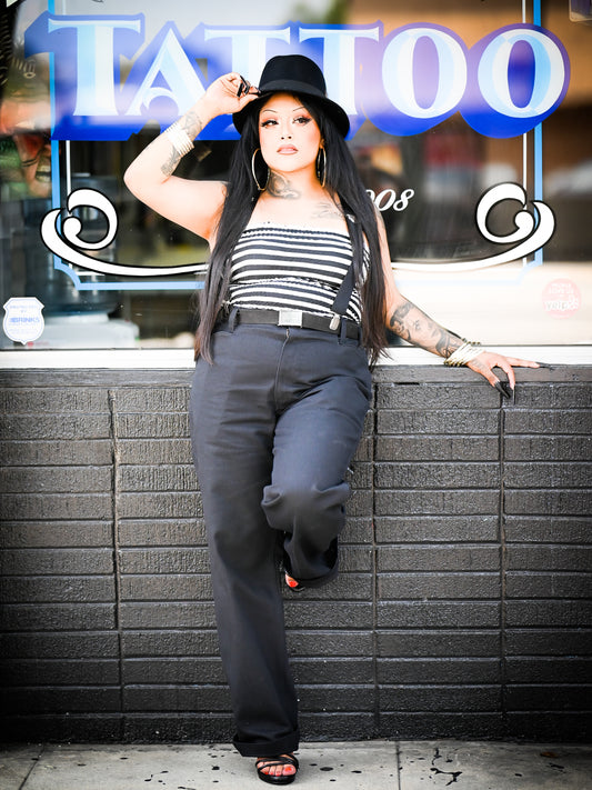 Tube Top - Black and White Striped